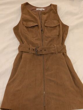 Abercrombie & Fitch Tan Suede Zip-Front Dress